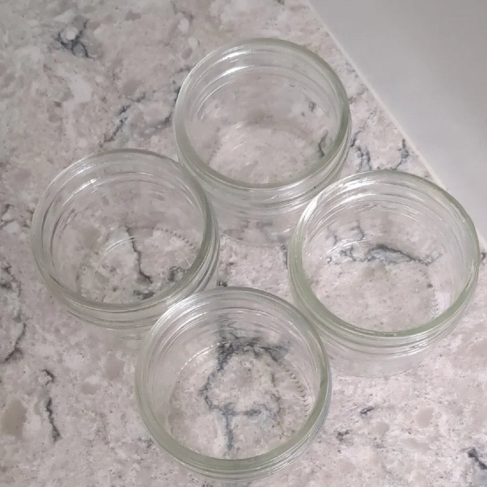 Set of 4 Clear Glass Jars with Silver Lids